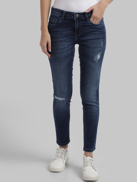 

Parx Women Navy Blue Skinny Fit Mildly Distress Light Fade Jeans