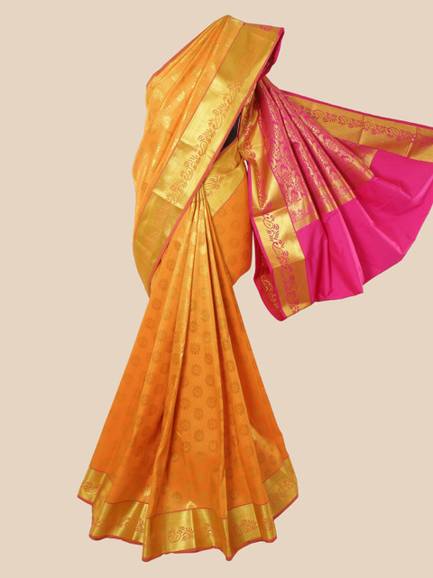 

Pothys Orange Woven Design Pure Silk Kanjeevaram Saree