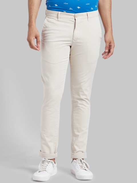 

Parx Men Off White Tapered Fit Regular Trousers