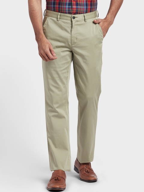ColorPlus Men Green Tapered Fit Regular Trousers