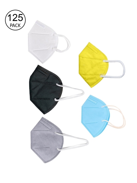 

OOMPH Unisex Pack Of 125 5-Ply Reusable Anti-Pollution KN95 Face Masks, Yellow