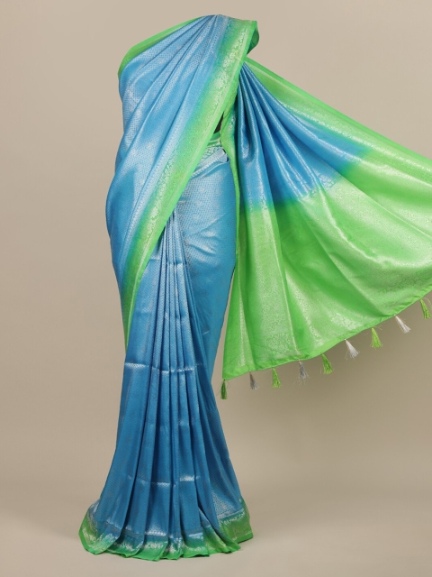 

Pothys Blue & Green Woven Design Jute Silk Saree