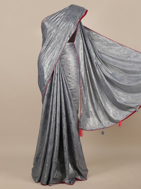 

Pothys Grey Woven Design Sequinned Jute Silk Saree