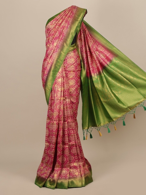 

Pothys Magenta & Green Woven Design Jute Silk Saree