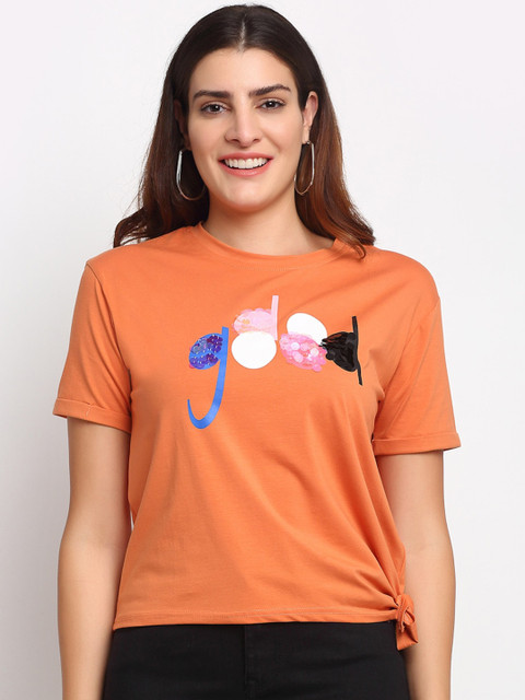 

Global Republic Rust Printed Regular Top