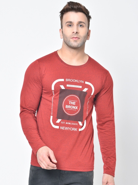 

Chkokko Men Red Typography Printed Cotton T-shirt