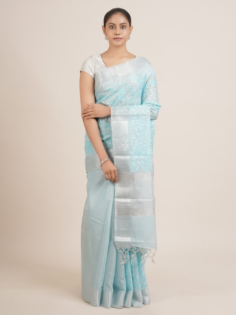 

Pothys Blue Floral Tissue Saree
