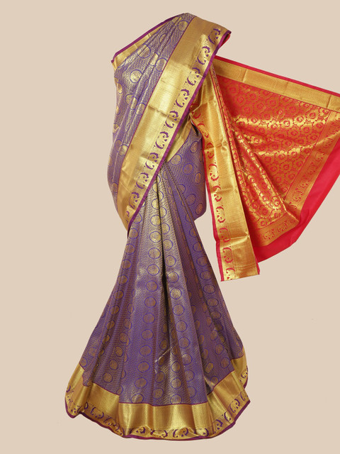 

Pothys Blue Woven Design Pure Silk Kanjeevaram Saree