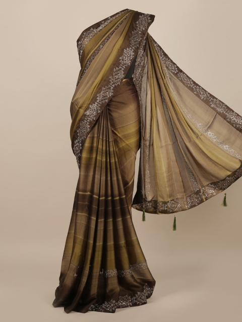 

Pothys Brown Woven Design Poly Chiffon Saree