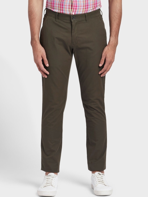 

ColorPlus Men Olive Brown Regular Trousers