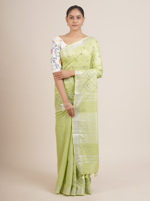 

Pothys Green Linen Blend Saree