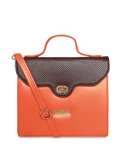 

ESBEDA Orange & Brown Colourblocked Handheld Bag