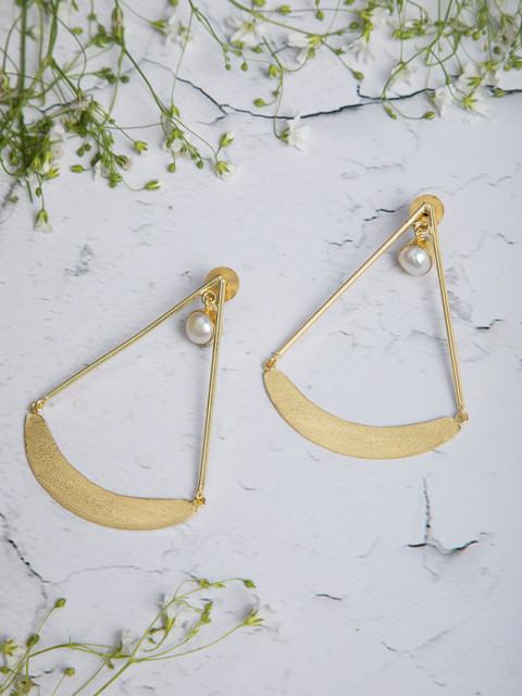 

INDYA Gold-Toned Contemporary Half Hoop Earrings