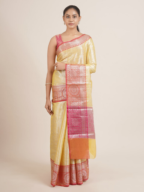 

Pothys Yellow Woven Design Tissue Saree