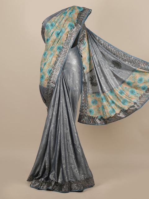 

Pothys Grey Woven Design Sequinned Jute Silk Saree
