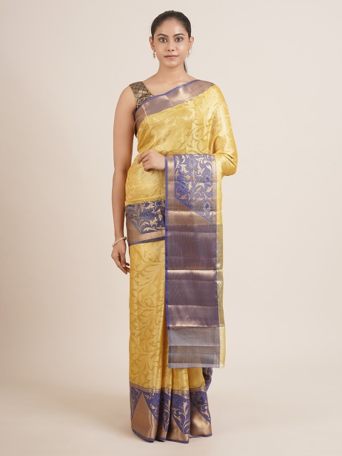 

Pothys Yellow Woven Design Zari Tissue Saree