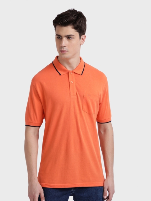 

ColorPlus Plus Size Men Orange Polo Collar T-shirt