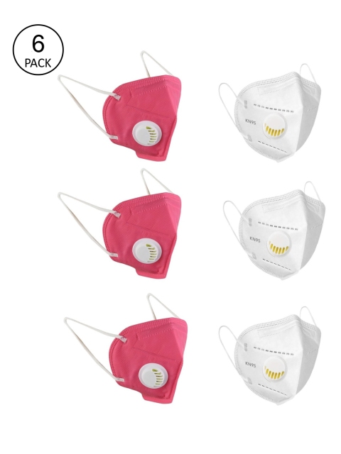 

OOMPH Unisex Pack of 6 Anti-Pollution Reusable 5-Ply KN95 Masks, White