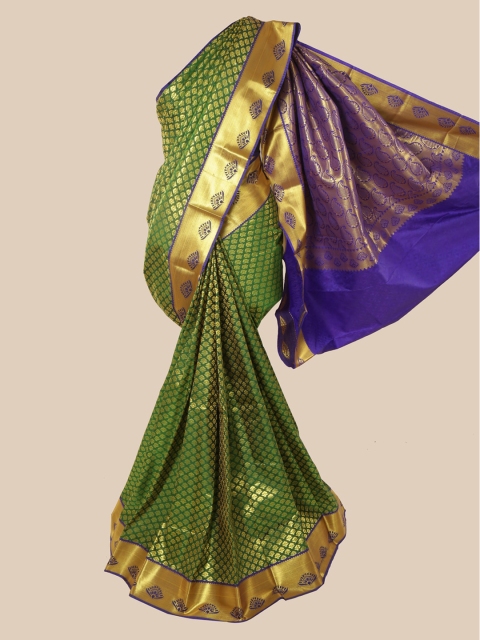 

Pothys Green & Blue Woven Design Zari Pure Silk Kanjeevaram Saree