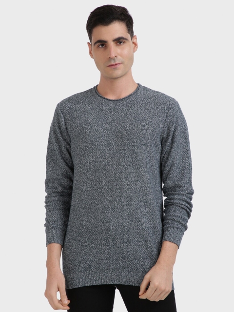 

ColorPlus Men Blue Self Design Pullover Sweater