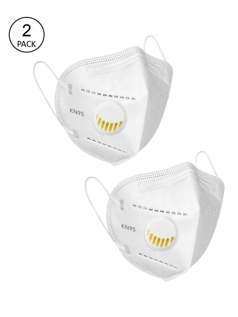 

OOMPH Unisex Pack of 2 Anti-Pollution Reusable 5-Layer KN95 Protective Outdoor Mask With Respirator Valve, White