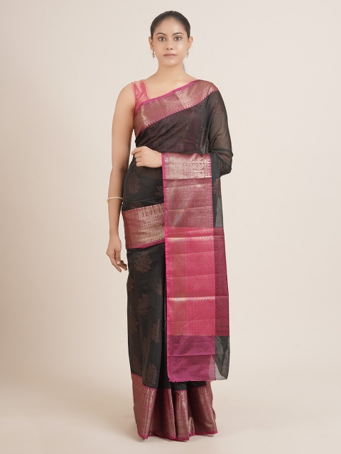 

Pothys Black Cotton Blend Saree