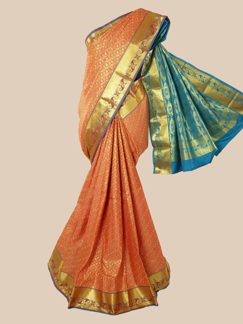 

Pothys Orange Woven Design Pure Silk Kanjeevaram Saree
