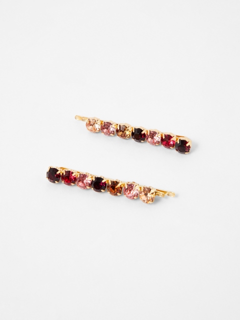 

Accessorize Women Set of 2 Gold & Red Embellished Bobby Pins