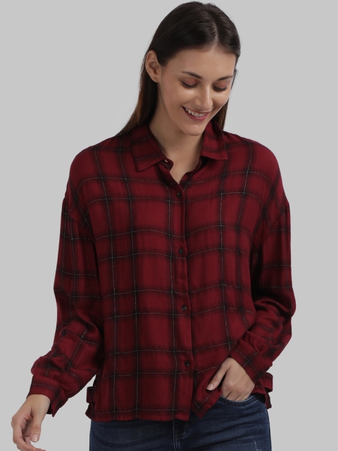 

Parx Women Red & Black Checked Regular Fit Casual Shirt