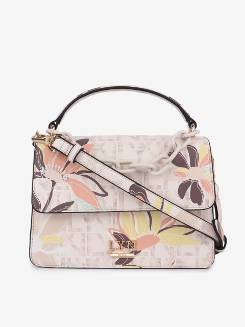 

LYN Beige Floral Printed Satchel