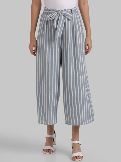

Parx Women Blue Striped Culottes Trousers