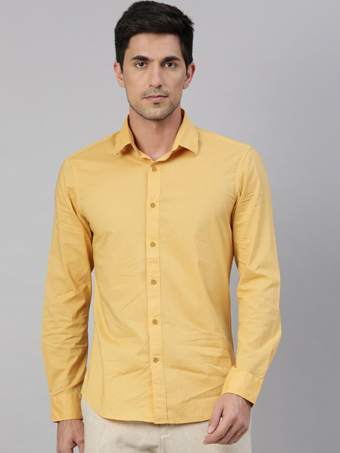 

RARE RABBIT Men Yellow Regular Fit Cotton Casual Shirt