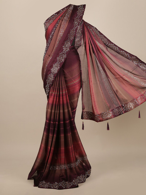 

Pothys Burgundy Striped Saree