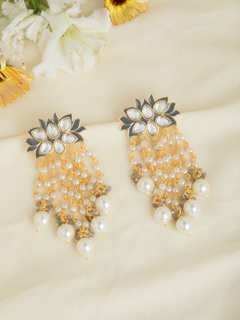 

INDYA Gold-Toned Contemporary Drop Earrings