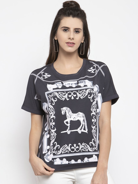 

Global Republic Grey Printed Regular Top
