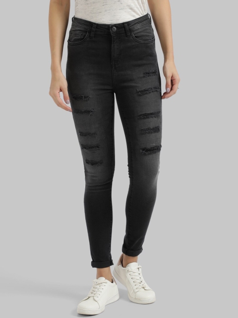 

Parx Women Charcoal Grey Skinny Fit Mildly Distressed Light Fade Jeans