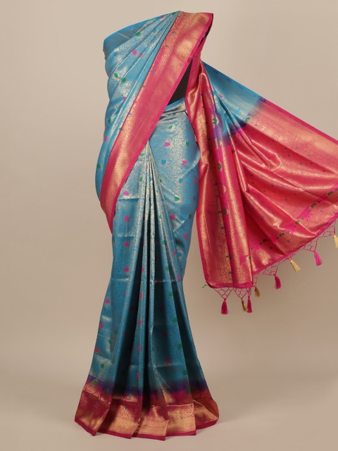 

Pothys Turquoise Blue Woven Design Jute Silk Saree