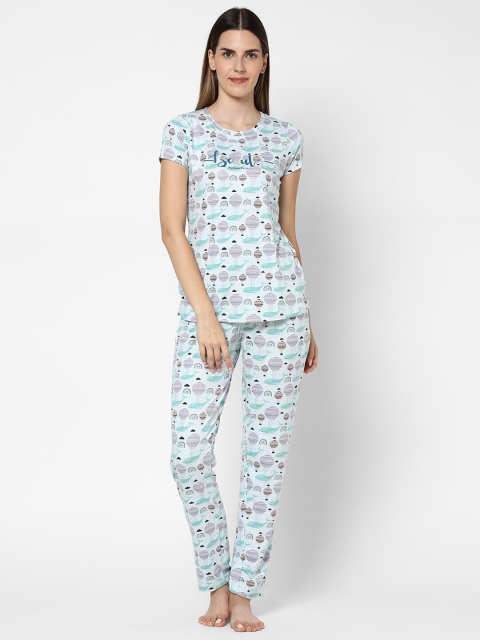 

Sweet Dreams Women Green & Purple Printed Night suit