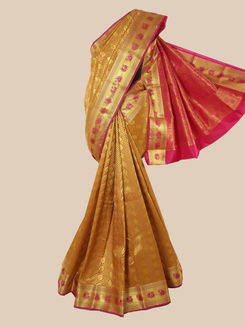 

Pothys Mustard Yellow Woven Design Zari Pure Silk Saree Kanjeevaram