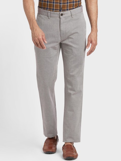 

ColorPlus Men White Textured Regular Cotton Trousers