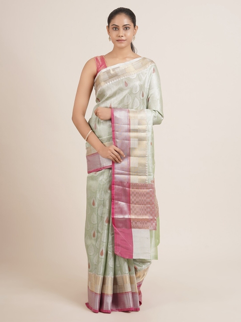 

Pothys Green Woven Design Tissue Saree