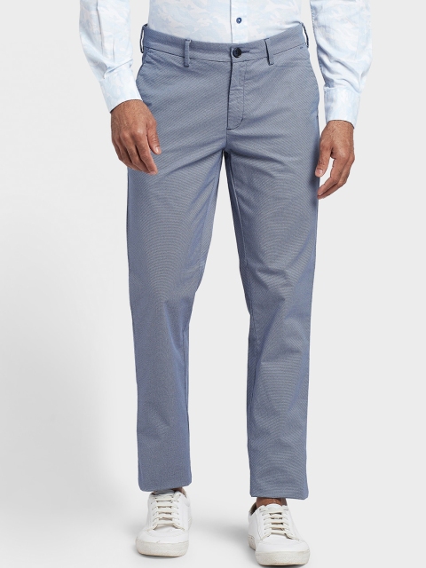 

ColorPlus Men Navy Blue Textured Regular Trousers