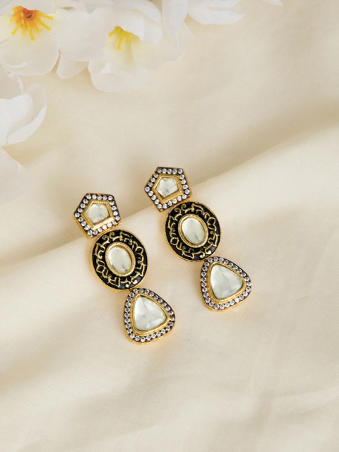 

INDYA Gold-Toned Contemporary Drop Earrings
