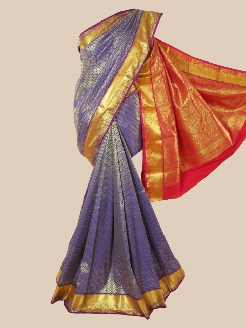 

Pothys Blue & Gold Woven Design Zari Pure Silk Kanjeevaram Saree