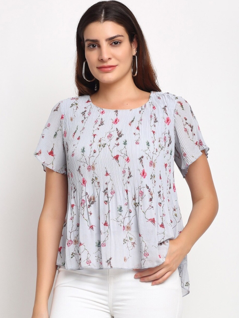 

Global Republic Grey Floral Flutter Sleeve A-Line Top