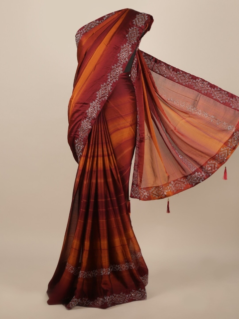 

Pothys Maroon & Orange Printed Saree