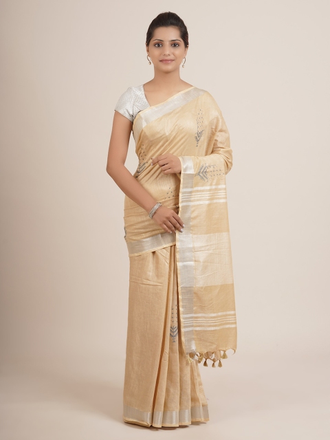 

Pothys Cream-Coloured Pure Linen Saree