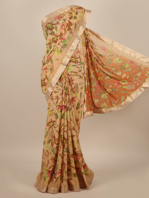 

Pothys Peach-Coloured Floral Saree