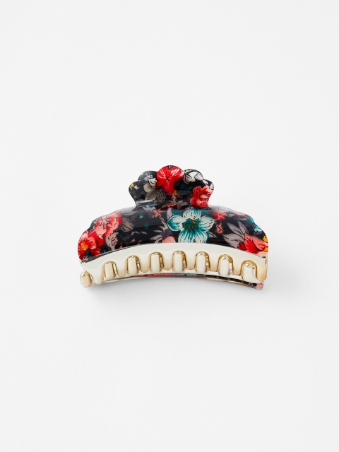 Accessorize Women Black & Red Printed Claw Clip