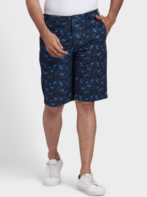 

ColorPlus Men Navy Blue Printed Cotton Regular Fit Regular Shorts